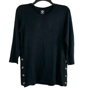 BOBEAU Women Pullover Side Button Crew Neck Top Size S